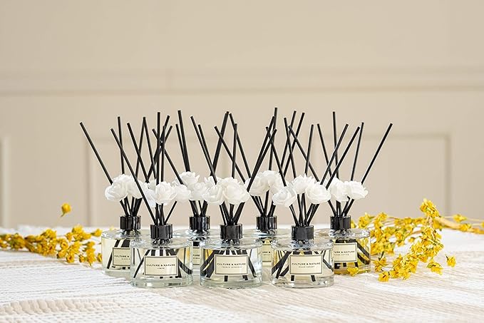 CULTURE & NATURE Reed Diffuser Set 6.7oz (200ml) Lime Basil Mandarin Scented Diffuser with Sticks Home Fragrance Reed Diffuser for Bathroom Shelf Decor