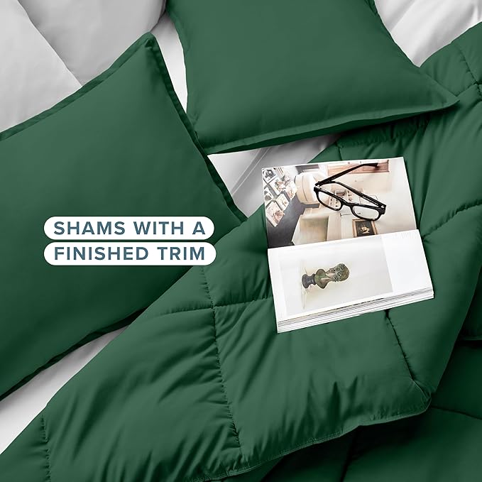 Bare Home Comforter Set - Twin/Twin Extra Long Size - Ultra-Soft - Goose Down Alternative - Premium 1800 Series - All Season Warmth (Twin/Twin XL, Forest Green)
