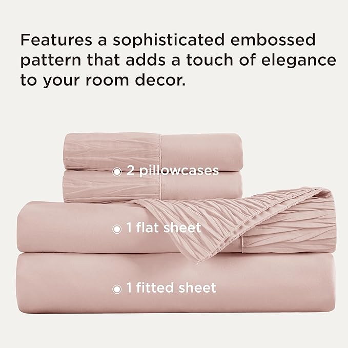 Bedsure King Size Sheets Set - 4 Pieces Soft King Sheets - Breathable & Cooling - Hotel Luxury - Easy Care Polyester Microfiber Bedding for Women, Men, Dusty Pink