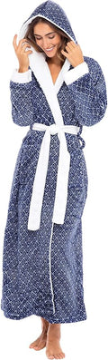 Alexander Del Rossa Womens Robe, Long Plush Bathrobe with Hood, Hooded Robes for Women Plus Size Bath Robe