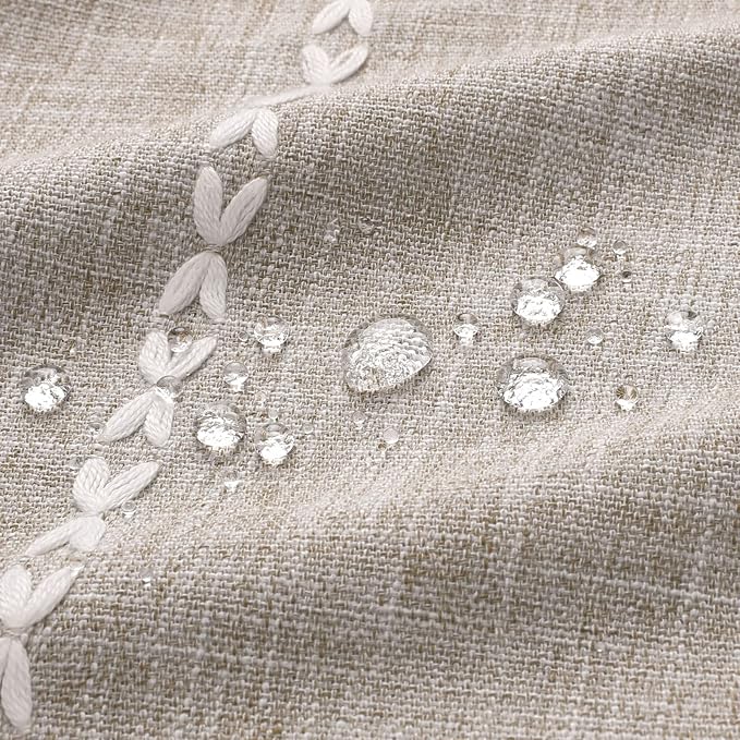 MitoVilla Boho Farmhouse Fabric Shower Curtain, Tan Brown Modern Polyester Linen Shower Curtains for Vintage Rustic Bathroom Decor, Country Tassel Thick Cloth Shower Curtain, Taupe, 72 x 72