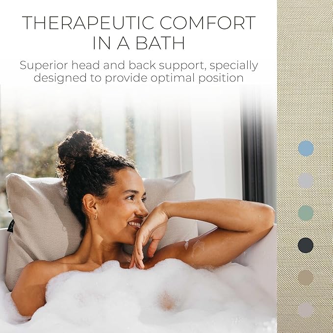BADESOFA® Luxury Bath Pillow S - Ultra Comfortable & Quick-Drying Bath Back Pillow - Washable Full Body Bath Pillow for Bathtub - Therapeutic Head and Neck Support - Luxury Spa Cushion in Beige