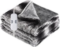Soypipo Electric Heated Throw Blanket 50"x60", Grey White Striped Faux Fur Plush with 4 Heat Settings & 2/4/8/10H Auto Shut-Off, Overheat Protection, Machine Washable