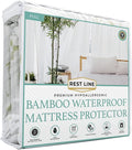 Full Size | Waterproof Mattress Protector | Hypoallergenic, Cooling Mattress Pad Cover, Fitted Sheet Style up to 18" Deep | 100% Viscose from Bamboo | by Rest Line Premium Bedding