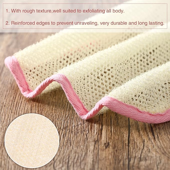 Tatuo 10 Count Popup Closed Exfoliating Wash Cloths for Body and Face Facial Bath Scrub Soft Weave Loofah Towel Exfoliate Bath Towel Remove Dead Skin Wash Cloth for Women Man (Pink Edge)