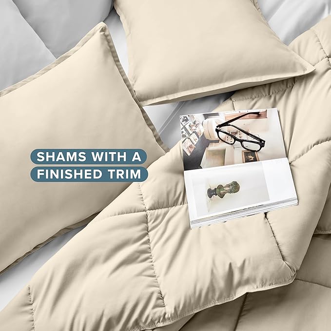Bare Home Comforter Set - King/California King Size - Ultra-Soft - Goose Down Alternative - Premium 1800 Series - All Season Warmth (Sand)