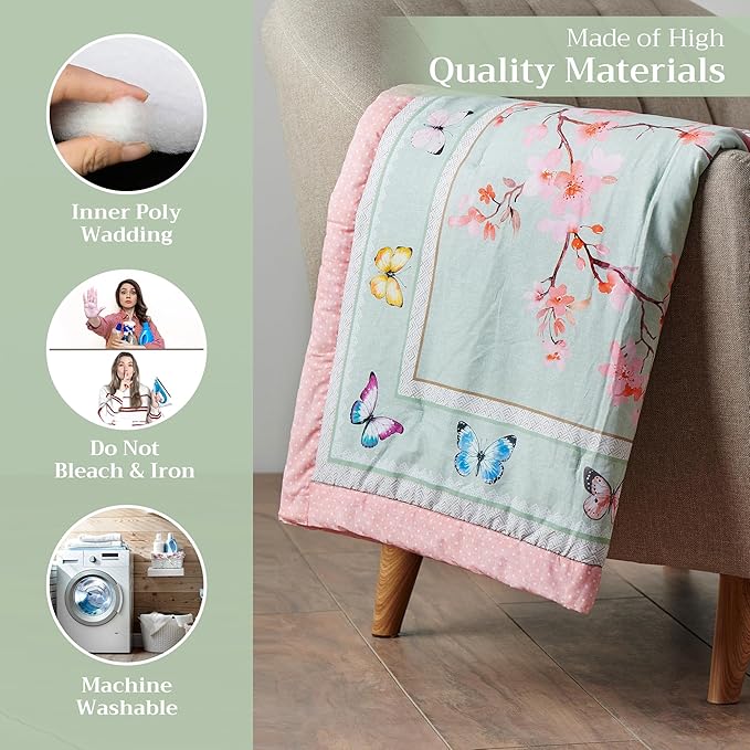 Maison d' Hermine Throw Blanket for Couch Lightweight Soft Warm Breathable Cotton Throw Blankets for Bed Girls Boys Women Men Gifts Sofa Travel Living Room Chair Bedding (50"x60", Blossoms in Spring)