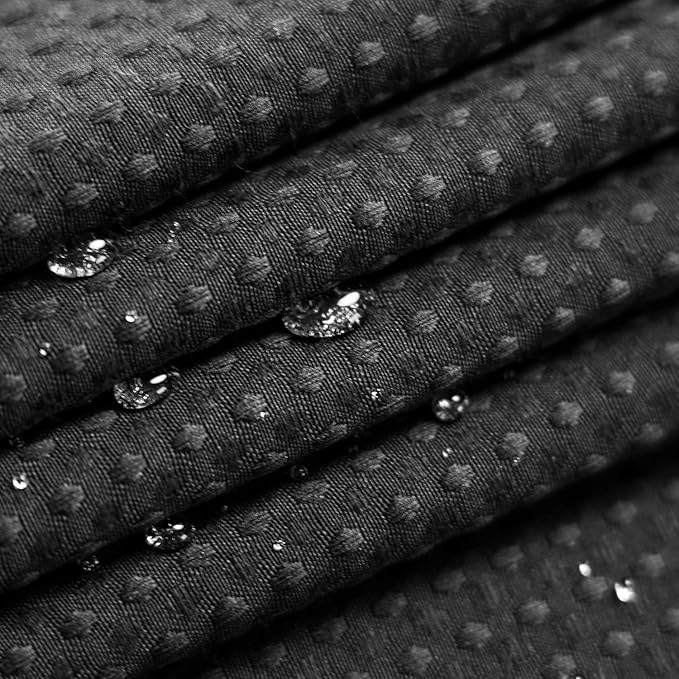 Barossa Design Waffle Weave Clawfoot Tub Shower Curtain 180 x 70 Inch Wrap Around - Heavyweight Fabric to Stop Blowing, Washable, Water Repellent, with 36 Rust-Free Hooks Set, Black, 180x70