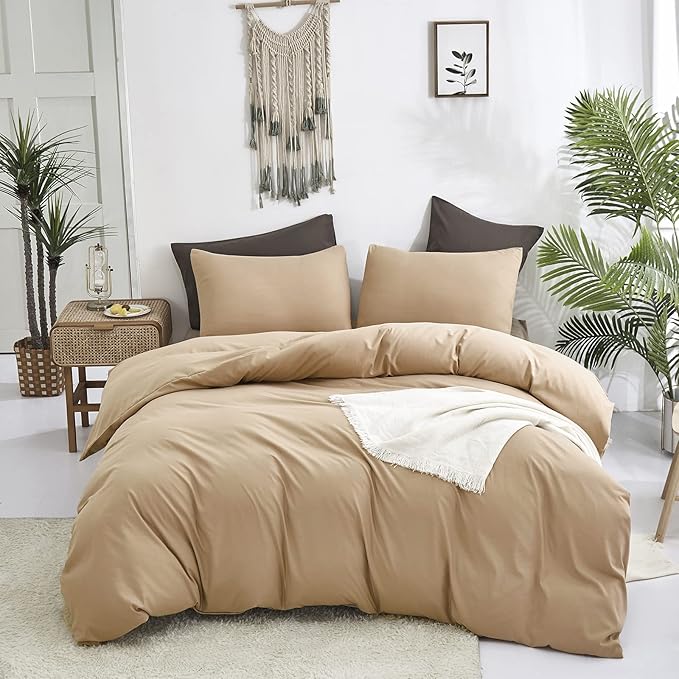 Cottonight Khaki Comforter Set King Beige Champagne Bedding Comforter Women Men Taupe Sand Color Quilts Blanket Soft Breathable Cozy Lightweight Modern Solid Dark Champagne Comforter Set All Season