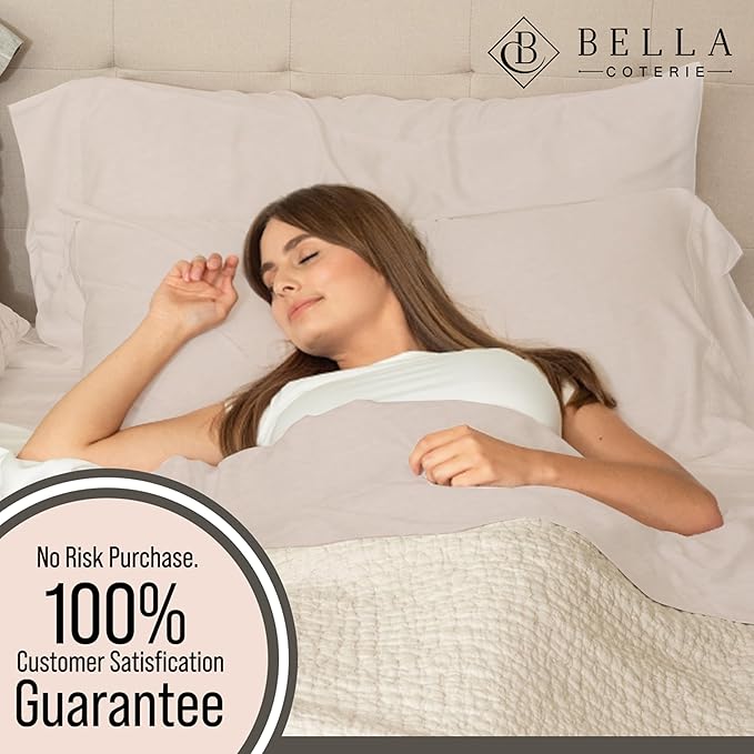 Bella Coterie Luxury Bamboo Viscose Full Size Sheet Set | 100% Organically Grown | Ultra Soft | Cooling for Hot Sleepers | 18" Deep Pocket [Dune]