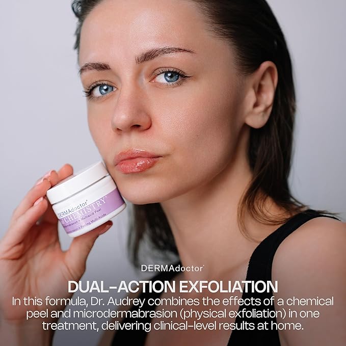 DERMAdoctor Physical Chemistry Dermatologist Formulated Microdermabrasion Facial Scrub + Multiacid Peel with AHA and BHA, Brightening, Smoothing, Pore Minimizer for face - 1.7 oz