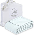 Threadmill Luxury Cotton Blankets for Queen Size Bed | All-Season 100% Cotton Queen Size Blanket | Aster Jacquard Cozy Lightweight, Soft Breathable Coverlet fits Full Size Bed, 90x92 | Light Blue