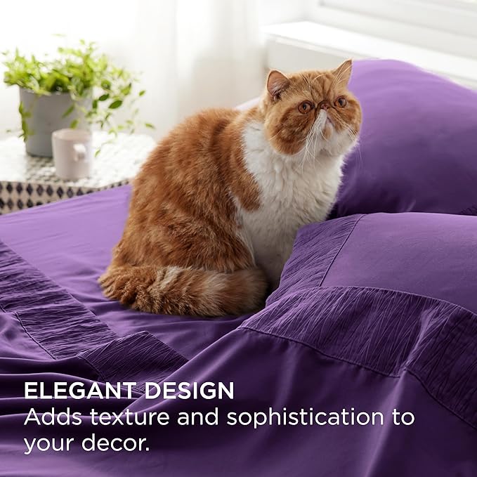 Bedsure California King Sheet Sets - 4 Pieces Soft Cal King Sheets - Breathable & Cooling - Hotel Luxury - Easy Care Polyester Microfiber Bedding for Women, Men, Purple