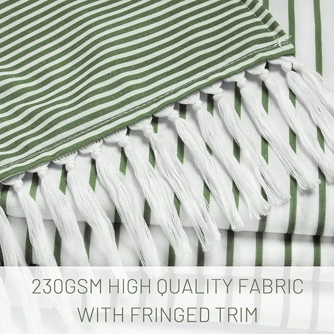 Awellife Sage Green Shower Curtain for Bathroom Stripe Tassel Shower Curtain 72 X 96 Inches Farmhouse Cotton Extra Long