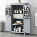 Freestanding Storage Cabinet with 4 Doors,Elegant Organizer Unit with Adjustable Shelves, Sturdy MDF Frame, Anti-Tipping Design, Large Capacity for Bathroom, Kitchen, Office, Home, Grey