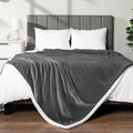 Pavilia Sherpa Fleece Blanket for Bed, Queen Size, Dark Grey, Plush Soft Fuzzy, Cozy Reversible Winter Blanket for Women & Men, 90x90 Inches