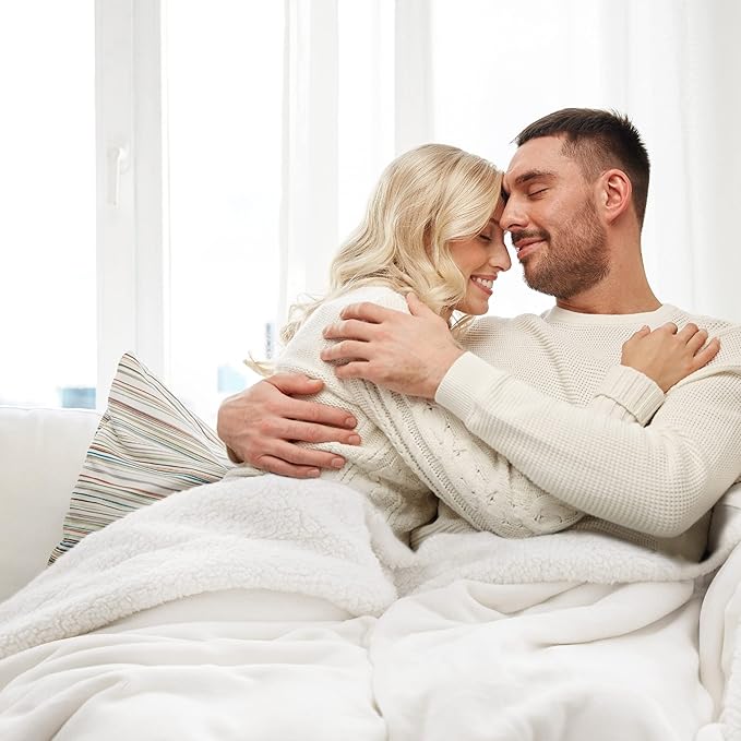 Bedsure GentleSoft Sherpa Fleece Blankets King Size for Bed - Thick and Warm Throw for Women and Men, Soft Fuzzy Plush King Blanket for Winter, White, 108x90 Inches