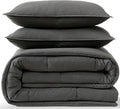 UGG Full/Queen Comforter Set with 2 Pillow Shams, Lightweight Down Alternative Blanket, Reversible Cozy Warm All Season Washable, Hypoallergenic Bedding Set, Charcoal Grey (Leonora)