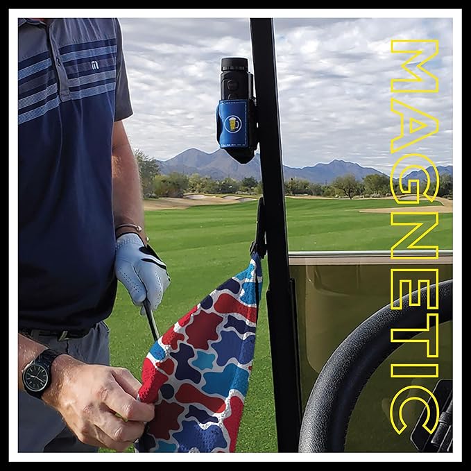 STICKIT Magnetic Golf Towel, Patriotic Camo | Top-Tier Microfiber Golf Towel with Deep Waffle Pockets | Industrial Strength Magnet for Strong Hold to Golf Carts or Clubs | Red, White and Blue Camo