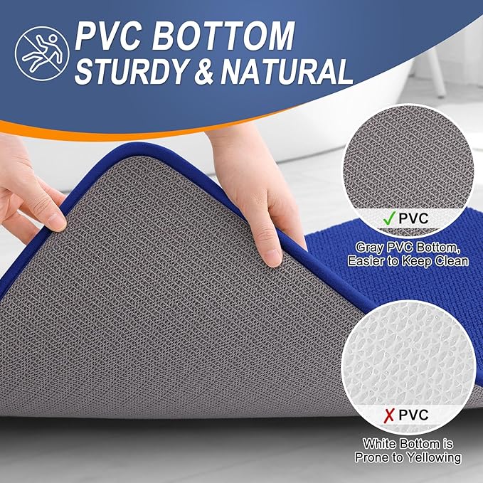 OLANLY Thick Memory Foam Bath Mat Rug 47x20, Extra Soft Absorbent Bathroom Rug, Quick Dry Bath Mats, Non-Slip, Machine Washable Carpet for Bathroom, Tub and Shower, Home Decor Accessories, Royal Blue