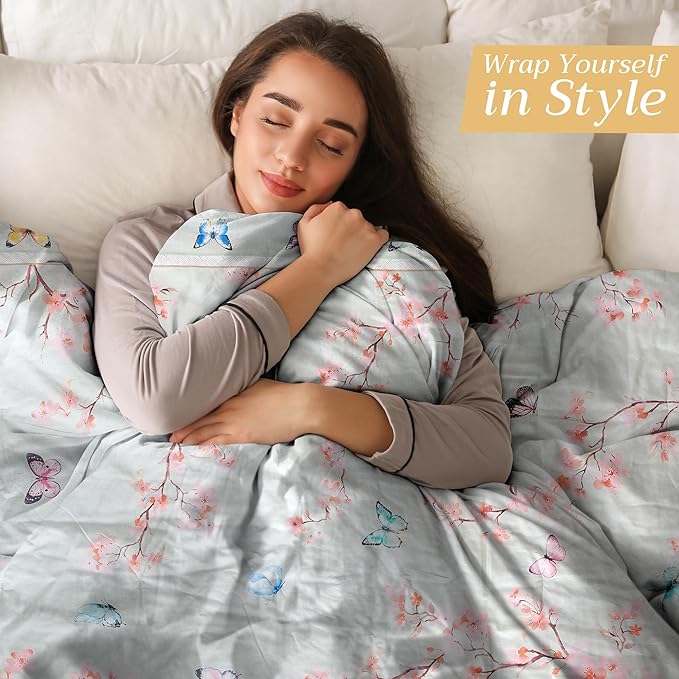 Maison d' Hermine Throw Blanket for Couch Lightweight Soft Warm Breathable Cotton Throw Blankets for Bed Girls Boys Women Men Gifts Sofa Travel Living Room Chair Bedding (50"x60", Blossoms in Spring)