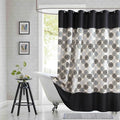 Extra Long Fabric Shower Curtain, Black Beige Grey Boho Medallion Print Shower Curtains for Bathroom, 72" W x 84" H