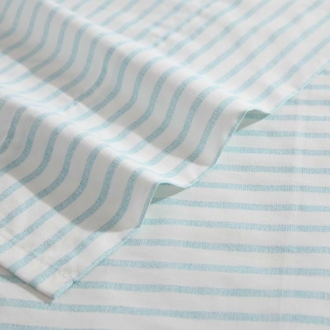Tommy Bahama - Queen Sheet Set, Cotton Percale Bedding Set, Super Soft, Oeko-Tex Certified (Cool Beach Stripe Turquoise, Queen)