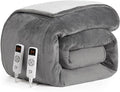 EHEYCIGA Heated Blanket Electric Blanket Queen Size - Heating Blanket with 5 Heating Levels & 10 Hours Auto Off, Soft Cozy Sherpa Washable Dual Control Blanket with Fast Heating, 84 x 90 Inches, Grey