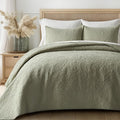 EVERGRACE 100% Cotton Paisley Quilt Set, Queen Size 3 Piece Set – Prewashed Lightweight Bedspread with 2 Shams, Soft & Breathable Matelasse Coverlet for All-Season Comfort, Light Sage Green