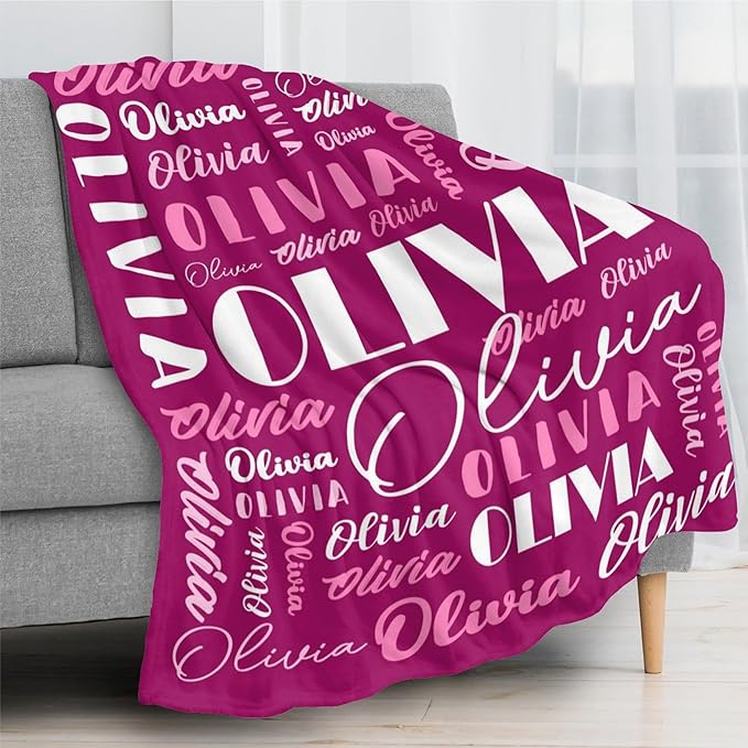 Name Blanket Personalized Blanket for Adult Kids Flannel Customize Throw Blanket Custom (Color 30, 50 x 60 Inches)