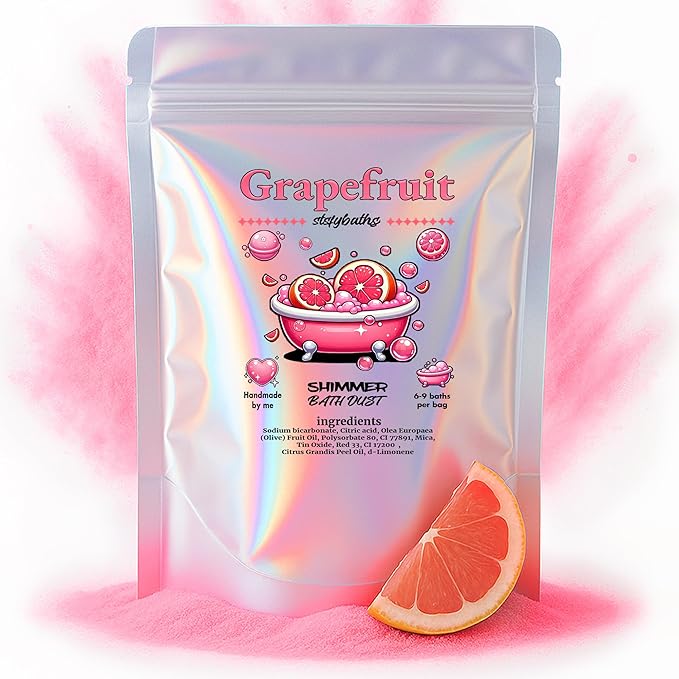 Pink Grapefruit Shimmer Bath Bomb in A Bag - Handmade Essential Oil Scented Bath Bombs for Women,Kids and Men - Bulk Bathbomb Fizzies Perfect for Boys and Girls All Ages (Large, Pink)