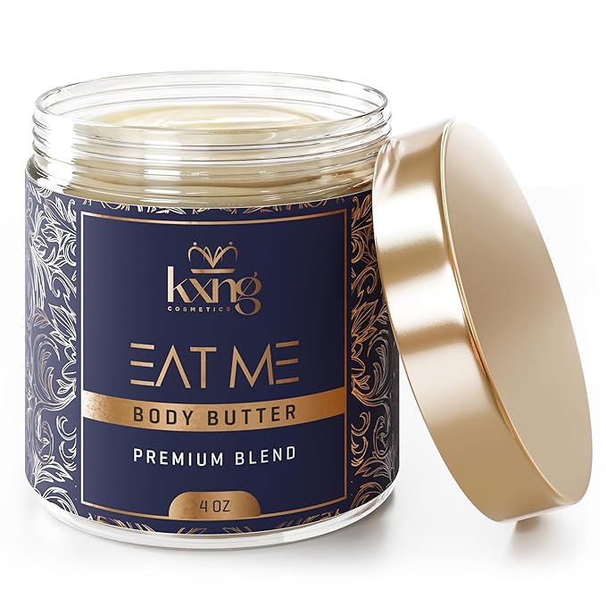 KXNG Cosmetics, Body Butter, Organic Skin Care for Men and Women, Body Moisturizer Lotions and Creams, Raw Shea Butter, Cocoa Butter, Mango, Coconut Oil, Hand, Foot, All Skin Types (Eat Me 2)