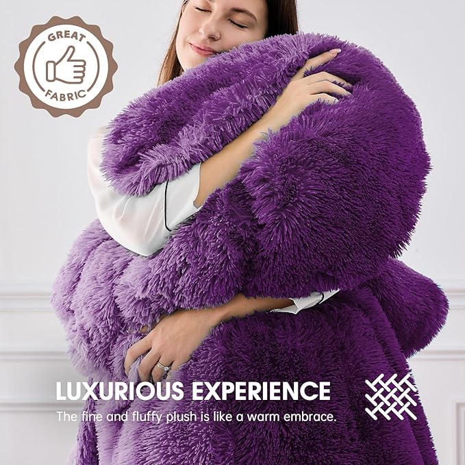 Heated Electric Blanket Twin,Warm Winter Birthday Gifts for Women Her Grandma–Faux Fur with Soft Sherpa,10 Heat Settings,5 Time Settings with Fast Heating, 62x84, Mystic Purple
