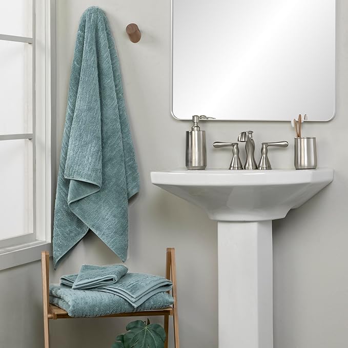 SKL Home CloudSoft Cotton Luxury Hand Towel 2pc Set for Bath/Kitchen/Bar & Gift, Teal