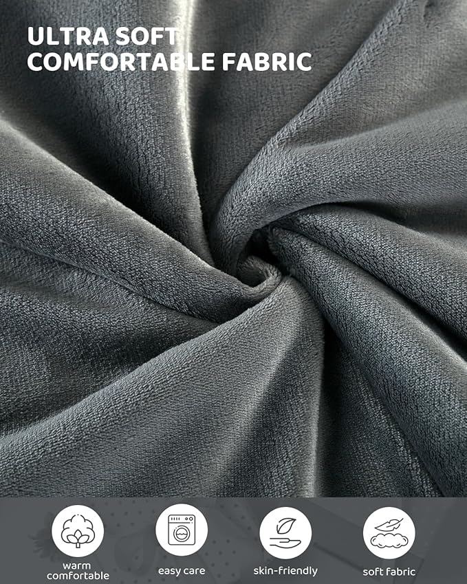 Heated Blanket Electric Blanket Throw Size, Super Soft Cozy Upgraded Flannel Heating Blanket with 9 Heating Levels & 1-9 Hours Auto Off, Fast Heating & Overheat Protection, 50" x 60", Iron Gray