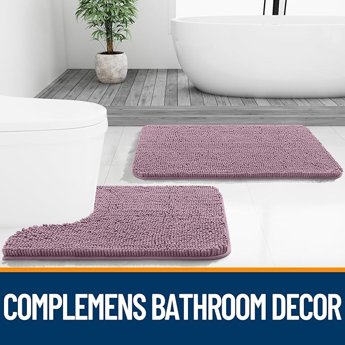 OLANLY Bathroom Rugs 59x20, Extra Soft Absorbent Chenille Bath Rugs, Rubber Backing Quick Dry, Machine Washable Bath Mats for Bathroom Floor, Tub and Shower, Home Decor Accessories, Deep Plum