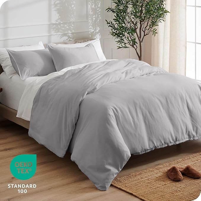 Bare Home Bedding Duvet Cover King Size - Premium 1800 Super Soft Collection - Lightweight, Cooling - Soft Breathable Bedding Duvet Cover (King, Light Grey)