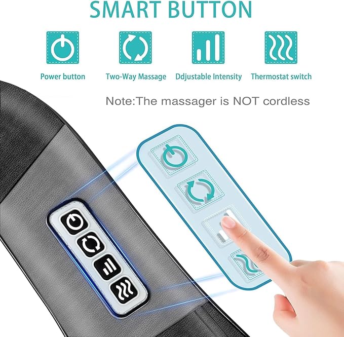 AERLANG Shiatsu Back and Neck Massager, Back Massager Deep Tissue Kneading Neck and Shoulder Massage with Heat, Electric Massage Pillow Fathers Day Gift Ideas from Daughter Son(NOT Cordless)