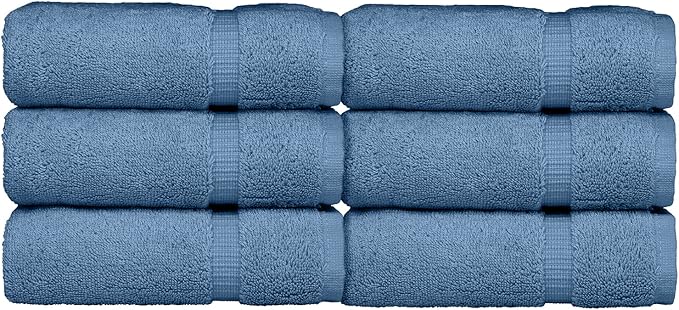 Luxury Hotel & Spa Collection, 100% Turkish Cotton 700 GSM Cloth, for Body wash, Makeup Remover & Facial Cleaning, Baby, face, Dobby Border Soft washcloths Towel Set 13" X 13", Wedgewood, Set of 6