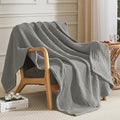 PHF 100% Cotton Waffle & Muslin Throw Blanket Large, Soft Breathable Luxury 400GSM Versatile Reversible Bedding for Couch, Great for Layering in Cold Weather, Home Decor Gift, 50" x 70", Frosted Grey