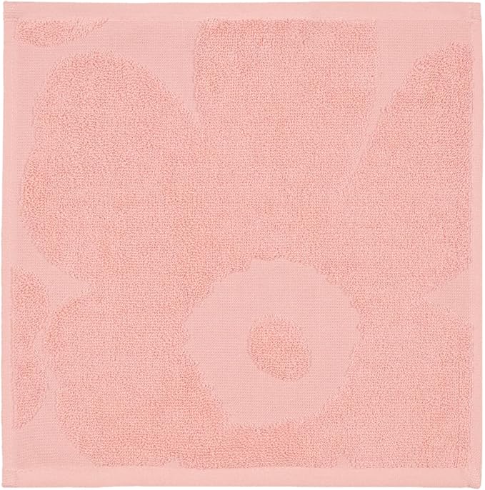 MARIMEKKO Unikko Terry Cotton Washcloth (Pink) – Floral Patterned Washcloths – 12 in x 12 in