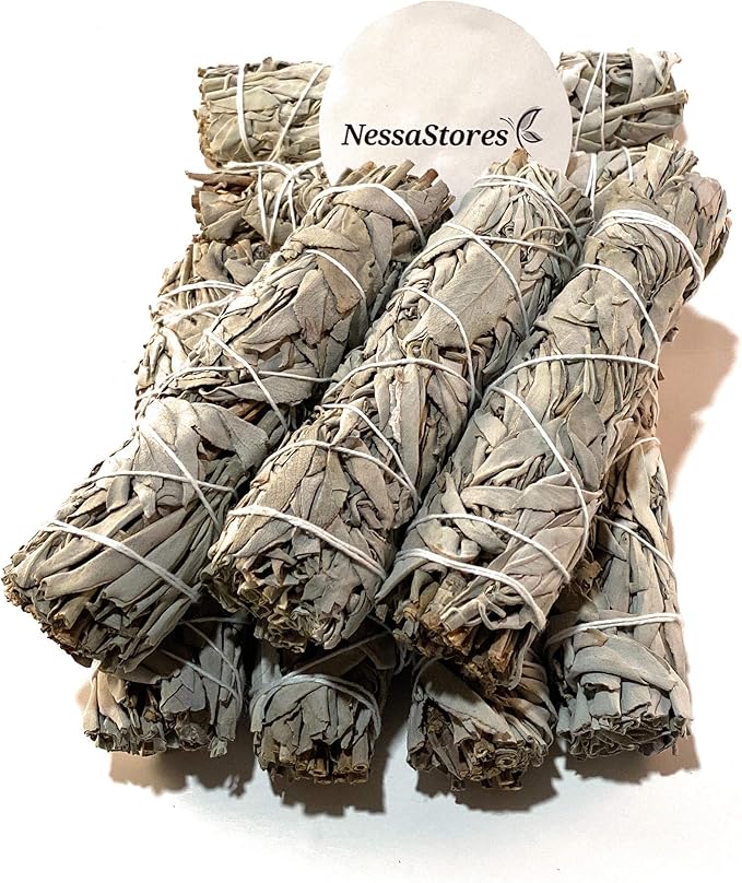 NESSASTORES - California White Sage Smudge Stick Incense 6" Bundle #JC-162 (3 pcs)