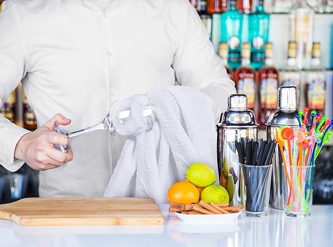 Utopia Towels Kitchen Bar Mops, Pack of 12, 16 by 19 Inches, 100% Cotton Super Absorbent White Towels, Multi-Purpose Cleaning Towels for Home and Kitchen Bars
