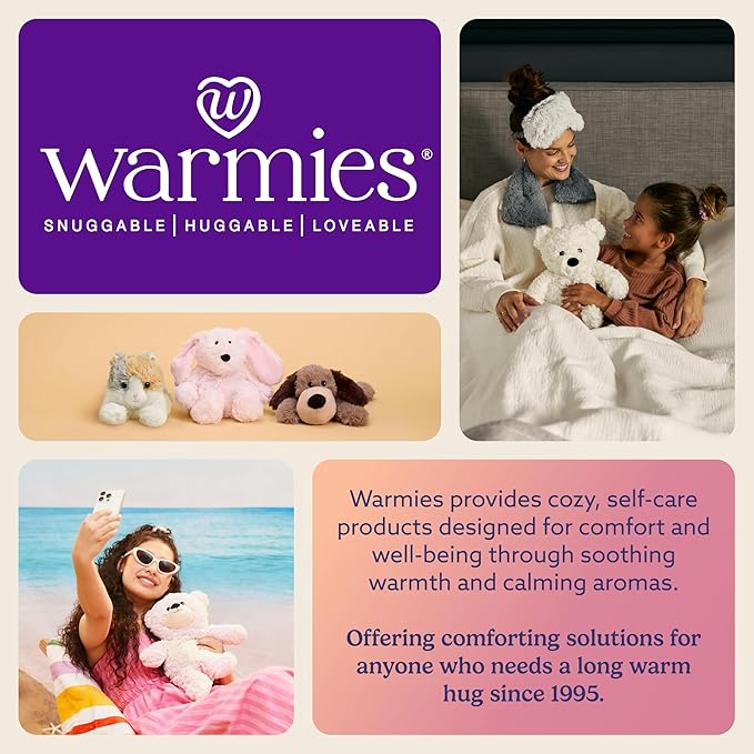 warmies Microwavable Neck & Shoulder Wrap - Heating & Cooling Plush Pad for Calming Relaxation - Weighted & Heated Neck Warmer with Scented Lavender - Microwave Heat Pad for Aches & Pain - Curly Sage