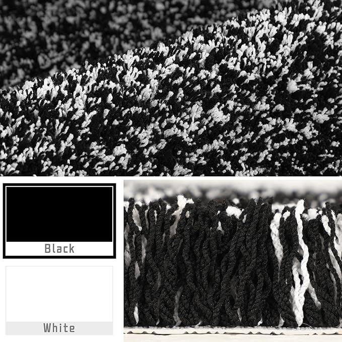Yimobra Black and White Bathroom Rugs Non Slip Washable 36x24, Ultra Soft and Water Absorbent Bath Mats, Plush Fluffy Shower Mat Outside, Luxury Microfiber Thick Matts for Bathroom Floor/Tub