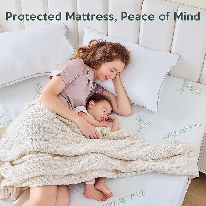 MUXHOMO 2 Pack California King Mattress Protector, 100% Waterproof Mattress Cover Cal King Size Bed, Cooling and Breathable Bed Pad Cover, Deep Pocket 8"-21"