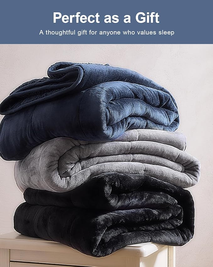 Super Fuzzy Soft Sherpa Fleece Weighted Blanket, 15 lbs Dual Sided Fluffy Heavy Weighted Blankets for Adults - No Bunching with Double Layers of Soft Inner Lining (60"x 80", 15 Pounds)