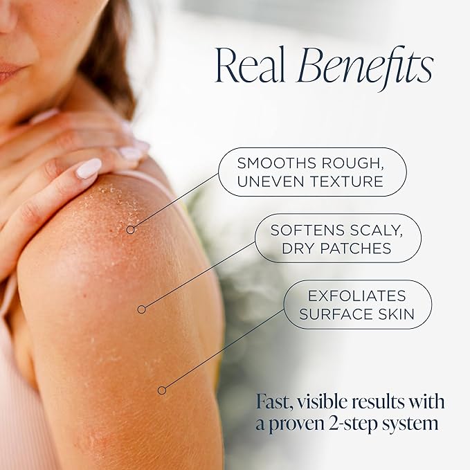 Glytone KP Kit – Exfoliating Body Wash, Glycolic Acid Lotion & Shower Pouf for Keratosis Pilaris – Smooth Rough Bumpy Skin, Fragrance-Free Skincare Routine for Dry Skin & Chicken Skin – Routine Kit