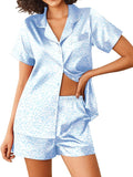 Ekouaer Pajamas for Women Set Silk Satin Pjs Shorts Sleepwear 2 Piece Loungewear S-XXL