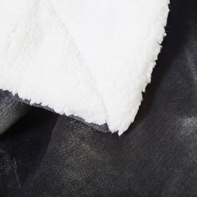 SOCHOW Sherpa Fleece Throw Blanket, Double-Sided Super Soft Luxurious Plush Blanket Queen Size 90 inchx90 inch, Dark Grey